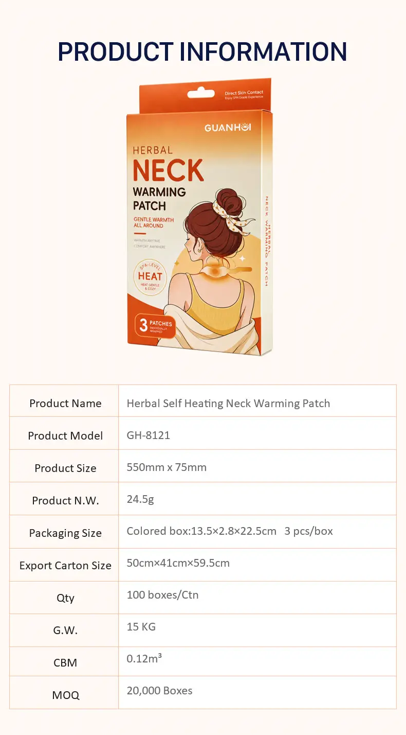 herbal self heating neck warming patch gh 8121 09